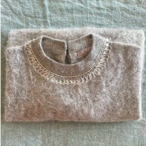 NWOT: J.Crew Embellished brushed cashmere relaxed crewneck sweater